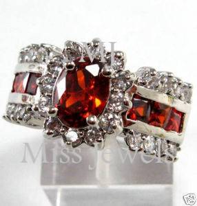 Showstopper! Magnificent simulated red ruby and diamond dress ring